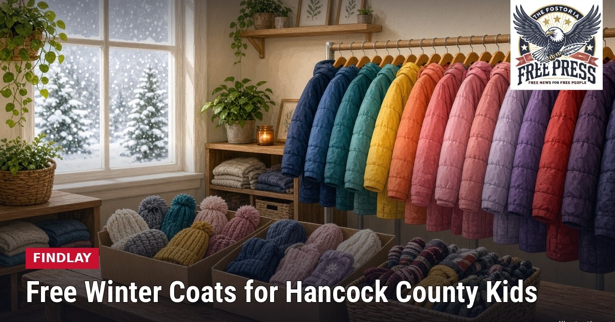 Fostoria News Colorful winter coats displayed in a store for Hancock County kids.
